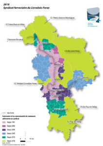 Carte des adhérents du Syndicat Ferroviaire Livradois-Forez en 2018